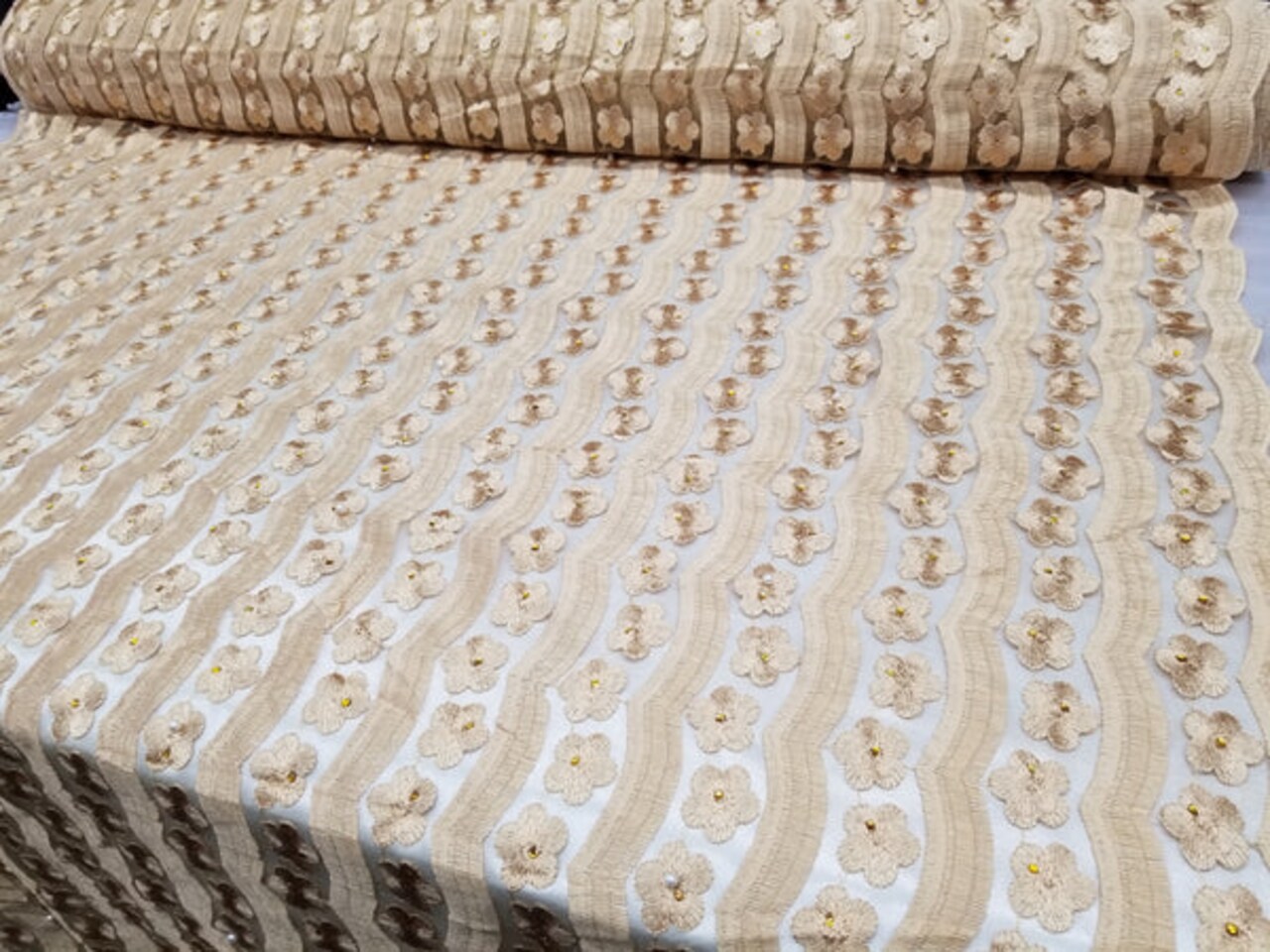 1 Yard Multicolor Floral Mesh Lace Fabric for Bridal Wedding Dresses and Decor 50/54 Inch Width